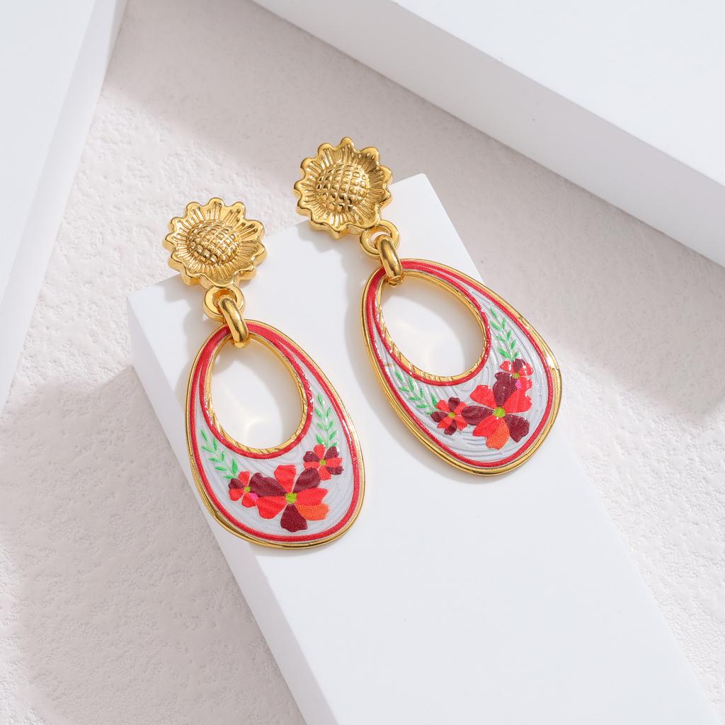 Atoztide Nouvelle Boucle d'Oreille Cœur Imprimé Léopard Vintage pour Femmes Acier Inoxydable Boucles d'Oreilles Statement Pierre Brillante Cadeau de Bijoux de Noël