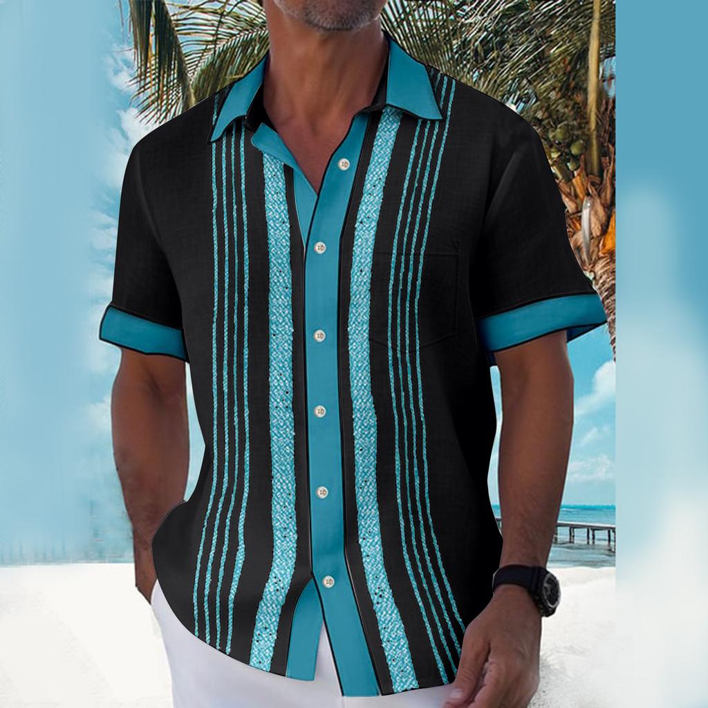 American Trends Camicia Hawaiana Uomo: Maniche Corte, Floreale, Casual Estiva Con Bottoni, Taglio Classico, Colore 3 Arcobaleno, M