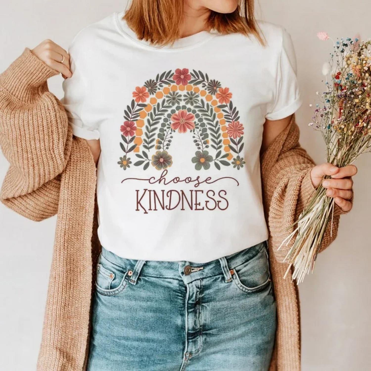 Printed T-Shirt Cartoon Simple Casual Cute 90s Short Sleeved Letter Printed T-Shirt Fashion Women s Pattern Trendy T-Shirt S