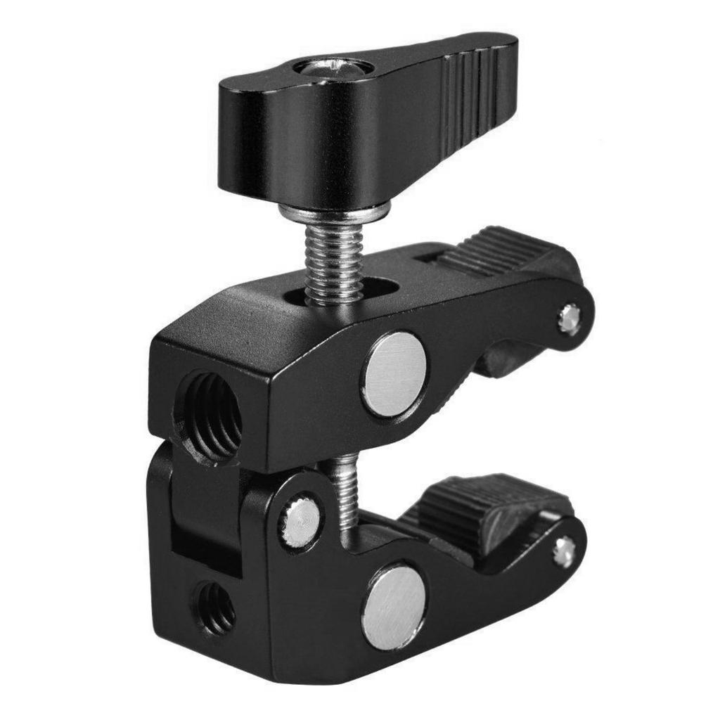 Camera Clamp Mount Photography Support Arm Clamp 1/4 and 3/8 Screw Holes Durability Camera Mount Clamp