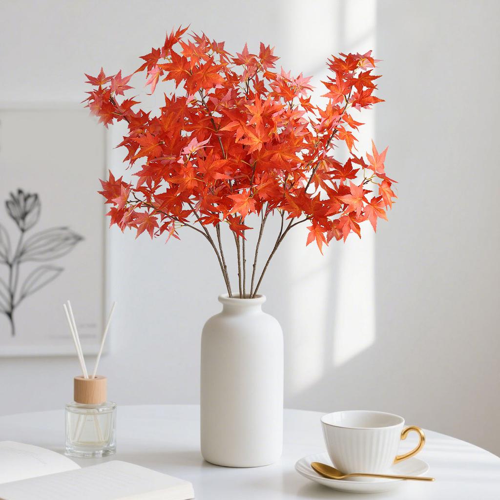 Artificial Maple Leaf Branch Decorative Plant for Home Office Indoor Outdoor Use Realistic Texture and Natural Shape Faux Greenery Branch