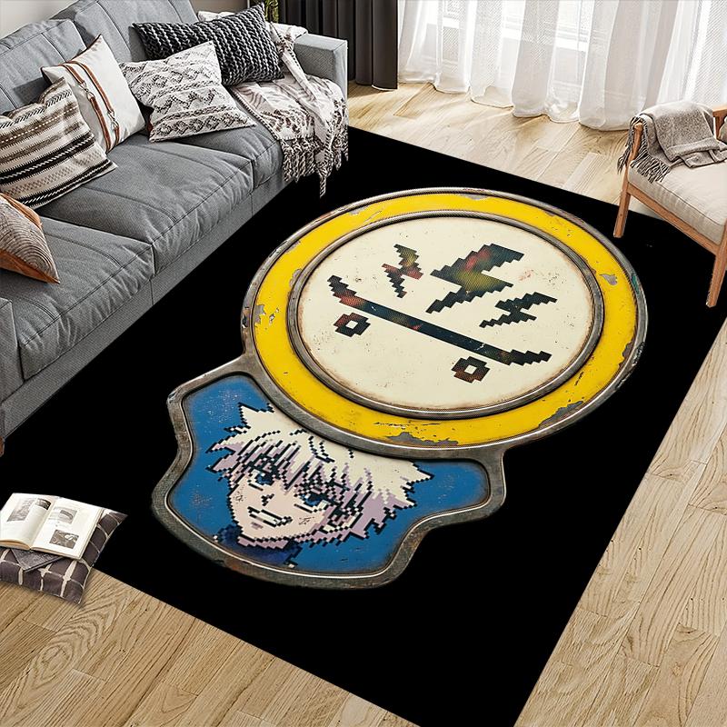 Killua Zoldyck Home Sofa Decoration for Living Room & Bedroom, Non‑Slip Play Flannel Floor Mat for Game Room