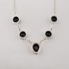 Collana d'Argento con Pietra di Onice Nera 16-18", Gioielli in Argento Sterling 925, Gioielli Mese di Nascita Luglio, Collana da Matrimonio in Onice Per Lei RN-3-22