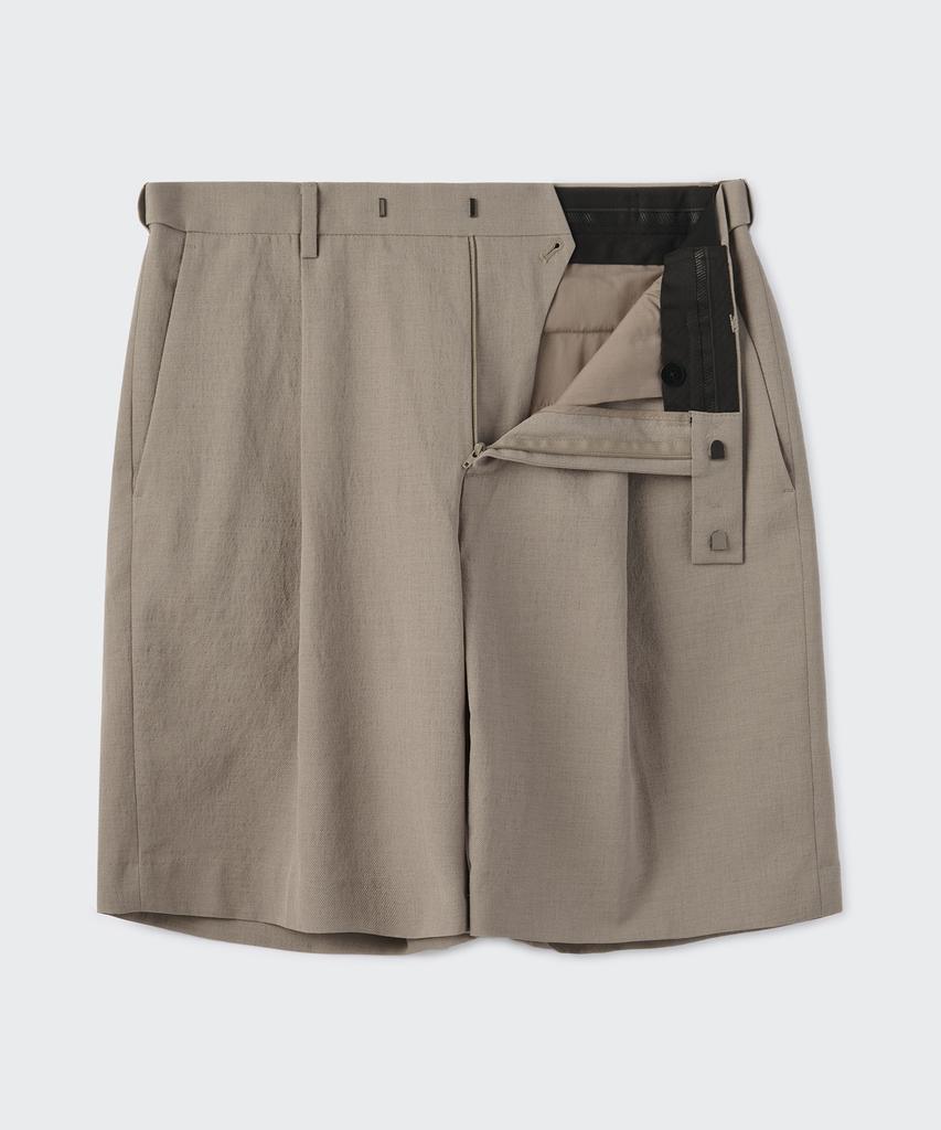 MUSINSA STANDARD Cool Touch Hidden Elastic Waist Half Slacks [Grayish Beige]