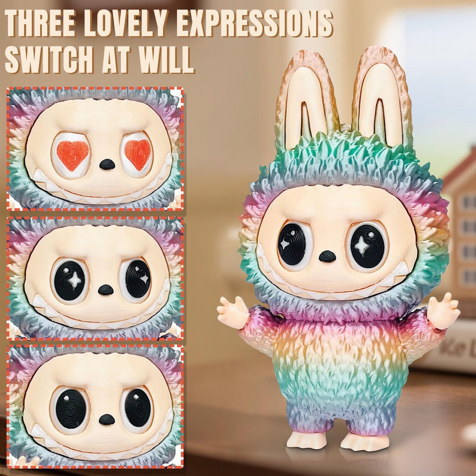 3D Printed Model,Cartoon Cute Shape Figure,3D Printed Rotating Eyes Peripheral Handmade Craft Cartoon Doll Collection One Size