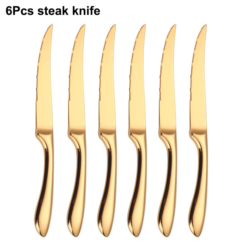 6/16/20/24 Stück Gold Geschirr Edelstahl 304 Besteckset Westliches Dinner-Set Spiegel Messer Gabel Löffel Glatter Griff Besteck