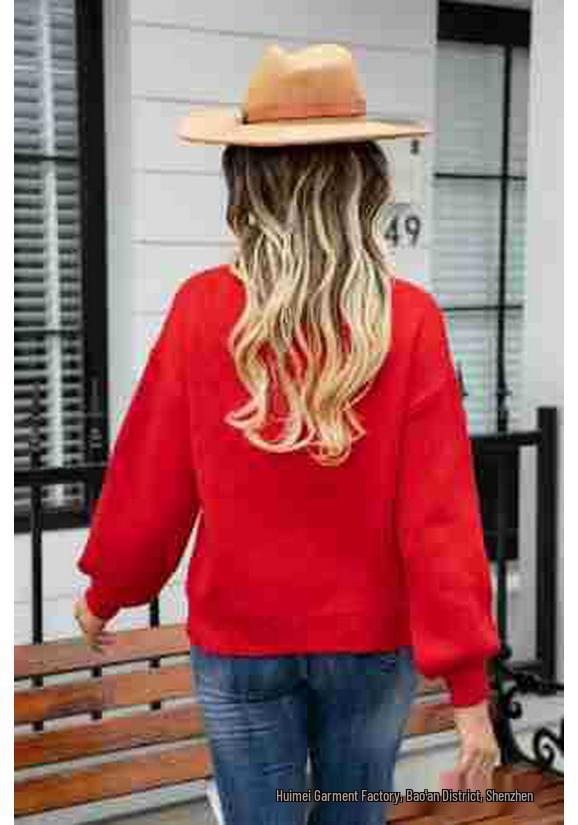 2026 Winter Valentine's Day Heart Pattern Round Neck Knit Pullover Sweater for Women - Plus Size Available
