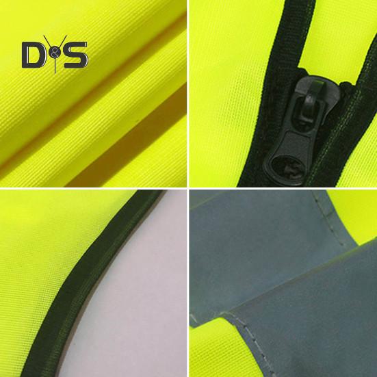 Kamizelka robocza męska damska odblaskowa kamizelka dekolt w serek bez rękawów zamek błyskawiczny plisa oddychająca nocna kamizelka bezpieczeństwa