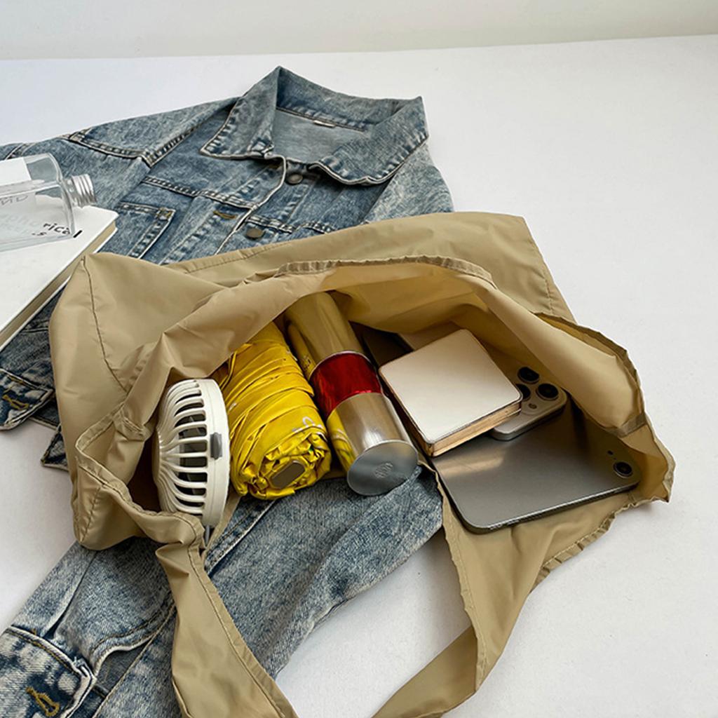 PU Leather Foldable Tote Bag with Key Ring Keychain Tote Handbag Large Capacity Collapsible Travel Storage Bag for Daily Errands