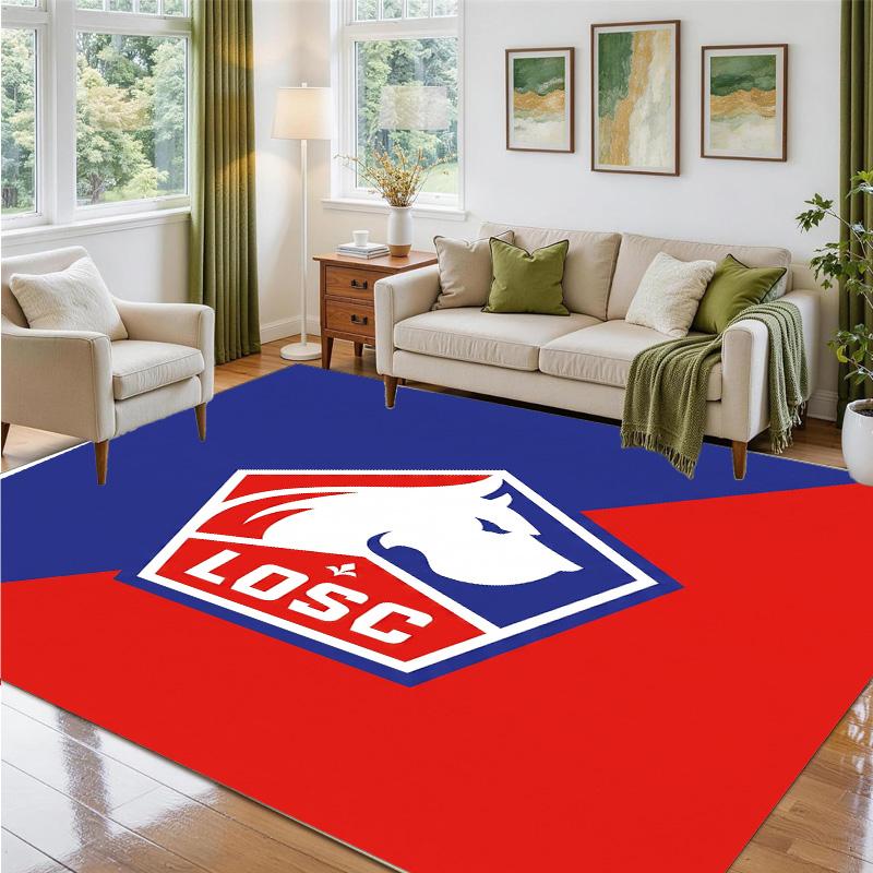 LOSC Lille FC Design Crystal Velvet Rug Soft Decorative Mat for Bedroom Entrance