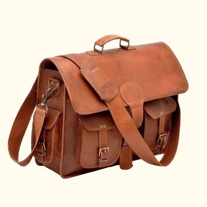 Laptop Bag Leather Genuine Messenger Briefcase Shoulder Men Vintage Satchel Men