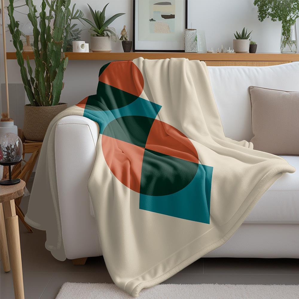 Geometric Pattern Fleece Blanket Sofa Bed Throw Soft Warm Decorative Throw Blanket Gift Cushion Cover