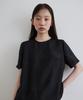STEP AROUND Crack Half Sleeves Blouse_Black