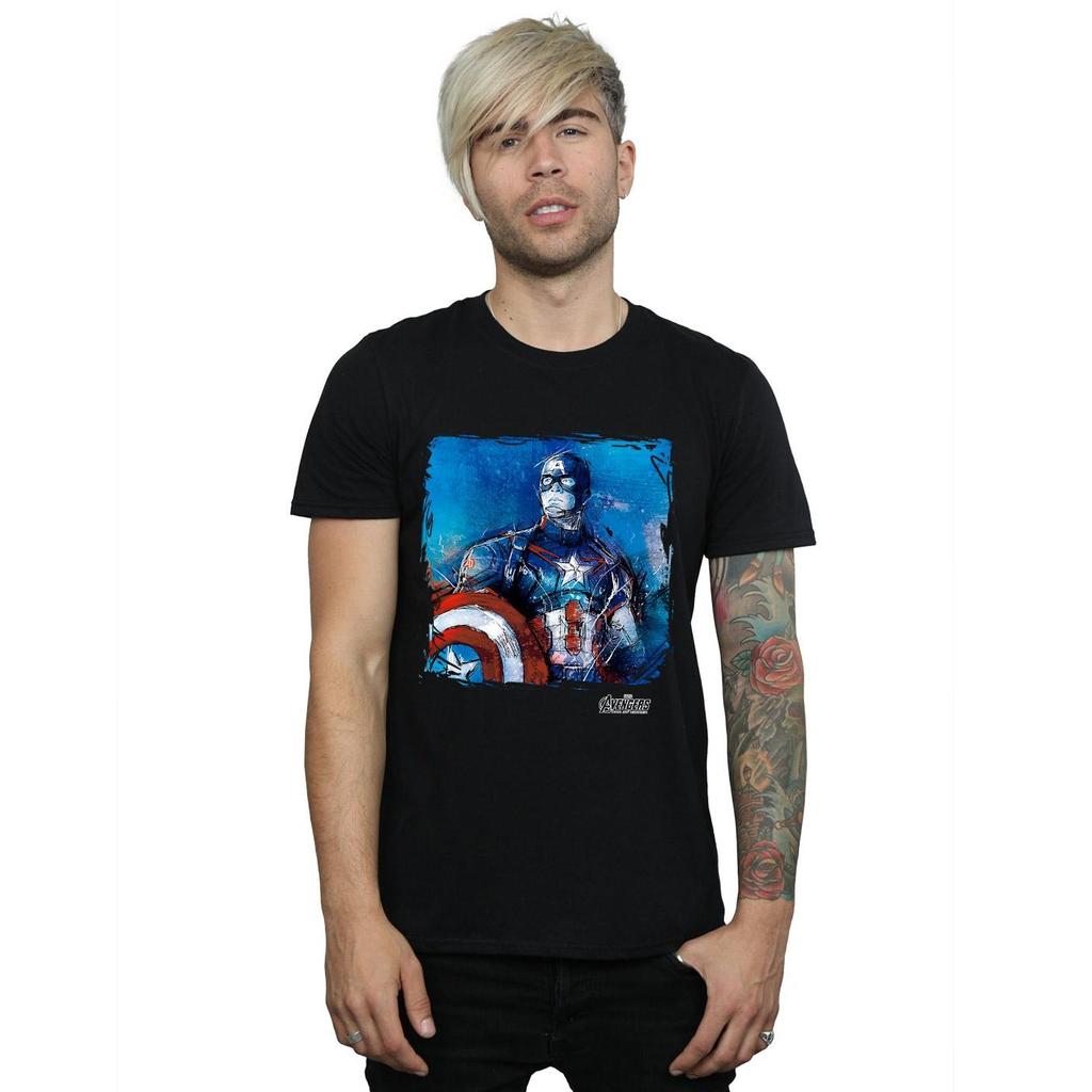 Captain America Mens Art Cotton T-Shirt