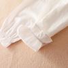 Girls White Shirt 100% Cotton 5-12T Embroidered Ruffled Collar Lace Trim Long Sleeved Top Kids Back To School Clothes