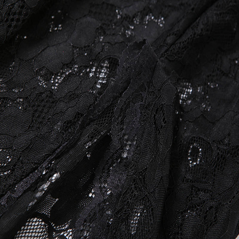 Sommer Sexy Perspektive Spitze Kleid Frauen Solide Platz Kragen Hülse Mit Drei Vierteln Backless Lange Split Damen Kleid