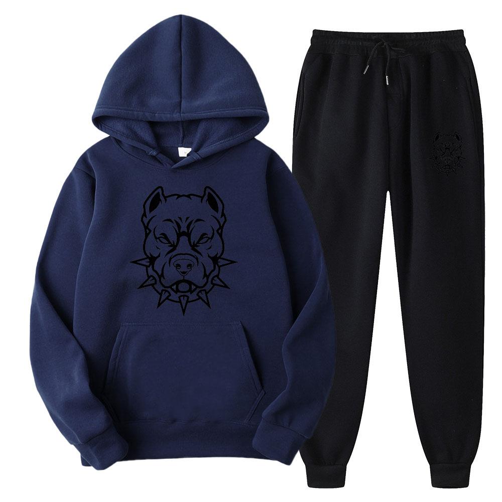 

Весенне-осенние мужские повседневные спортивные костюмы 250 г/м², толстовки и брюки, одежда оверсайз, костюмы, куртки с капюшоном XXL темно-синий