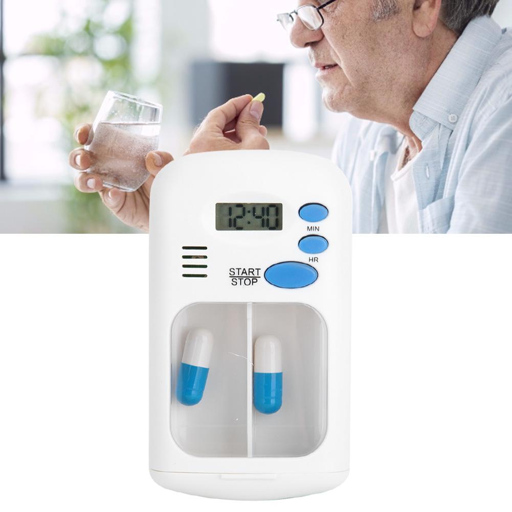 Mini Portable Medicine Tablet Pills Candy Storage Box Organizer Case with RemiderMedicine Reminder