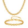Vnox Gold Plated Stainless Steel Link Chain Chokers, Anti Allergy Metal Links Necklaces with K18 Stamp, Dainty Women Jewelry Set