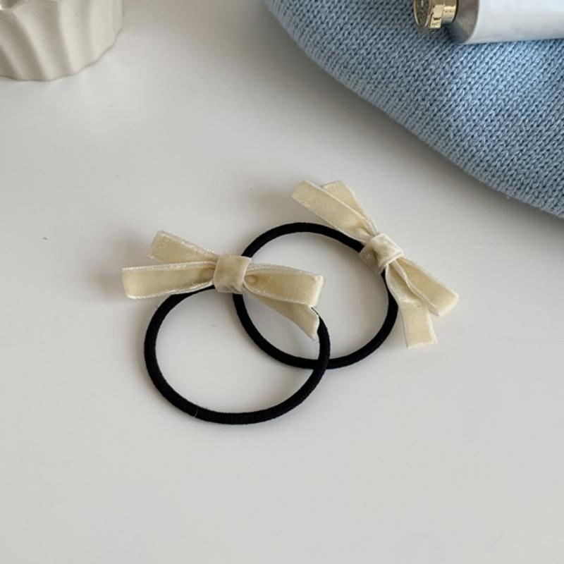 Packung mit 2 schwarzen Samt-Schleifen-Haarspangen Haargummis für Mädchen Kopfschmuck Haarspangen Elastische Haarbänder für Frauen
