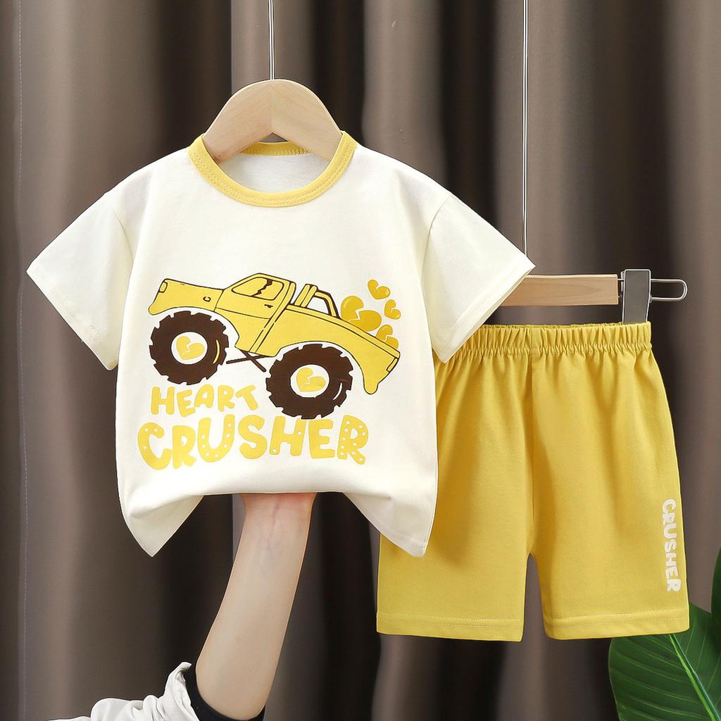 Fashion Toddler Kids 2-Piece Outfit Cartoon Print T-Shirt & Shorts Set