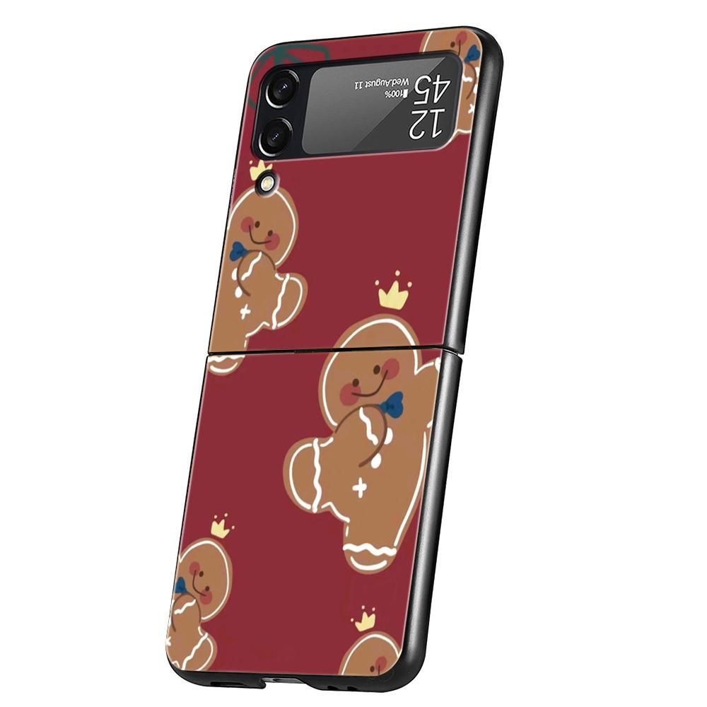 New Year Christmas Hard PC Phone Case For Samsung Galaxy Z Flip 6 5 4 Black Cover For Galaxy Z Flip 3 Foldable Shockproof Capas
