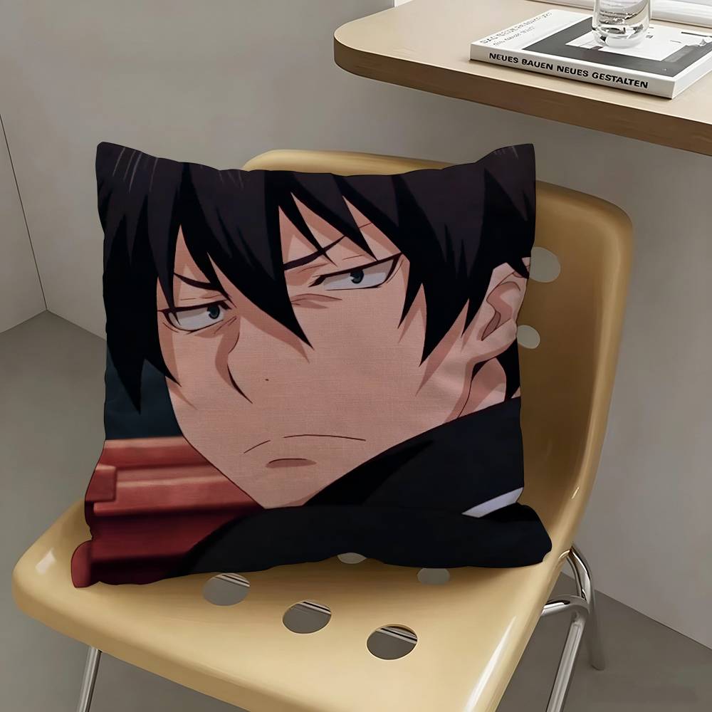 1pc Anime Blue Exorcist Pillow Case Fashion Square Pillowcase Bedroom Sofa Room Ins Decoration Leisure