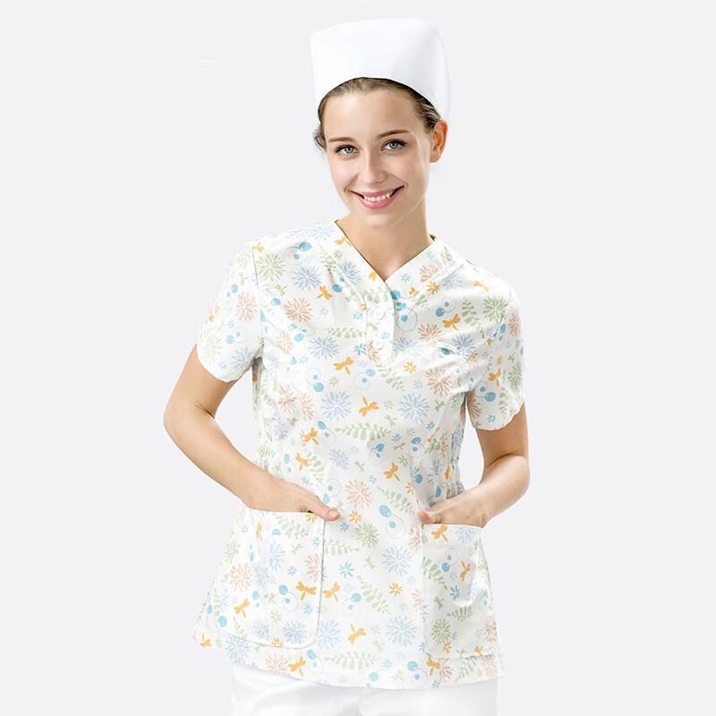 CHARMING Qianrong Short Sleeve Printed Two-Piece Nurse Uniform Set