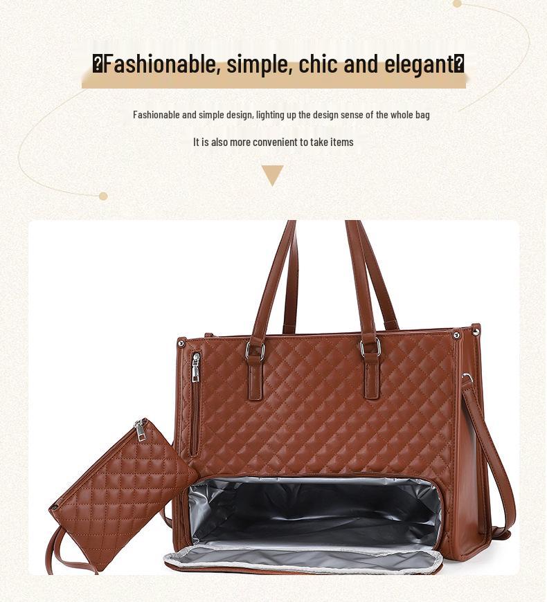 High-Quality Insulated Black Diamond Lattice Lunch Bag, Handbag, and Crossbody Tote