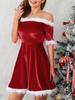 Off-Shoulder Plush A-Line Dress - Autumn/Winter Edition