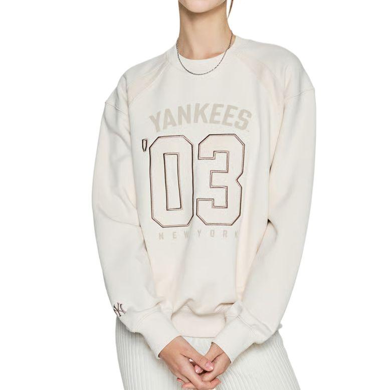 MLB Sweatshirts Unisex Beige Crew Neck Moderate 3AMTV0254-50CRS