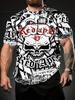 Skull Graffiti Print Men's Round Neck T-Shirt | 3D Summer Casual Wear for Outdoor Activities & Fitness | Comfortable Everyday Top with Bold Street Art