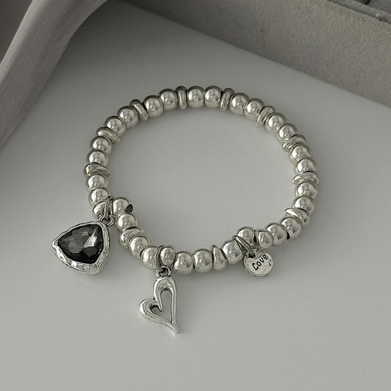 Retro Schwarzes Herz Anhänger Armband Verstellbare Kette Trendiger Kreativer Damen Party Schmuck Geschenk
