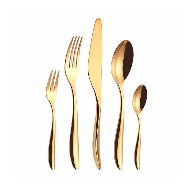 Elegantes 4-teiliges goldenes Besteckset: Messer, Gabel, Löffel aus 304 Edelstahl für Hotels