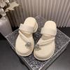 Thick-bottomed beautiful cool slippers for women's summer wear new sets of toe rhinestone muffins, seaside beach slippers