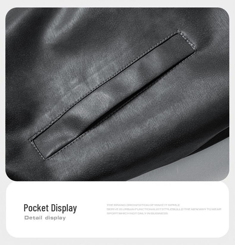 Men's Retro Faux Suede PU Leather Jacket - Gray