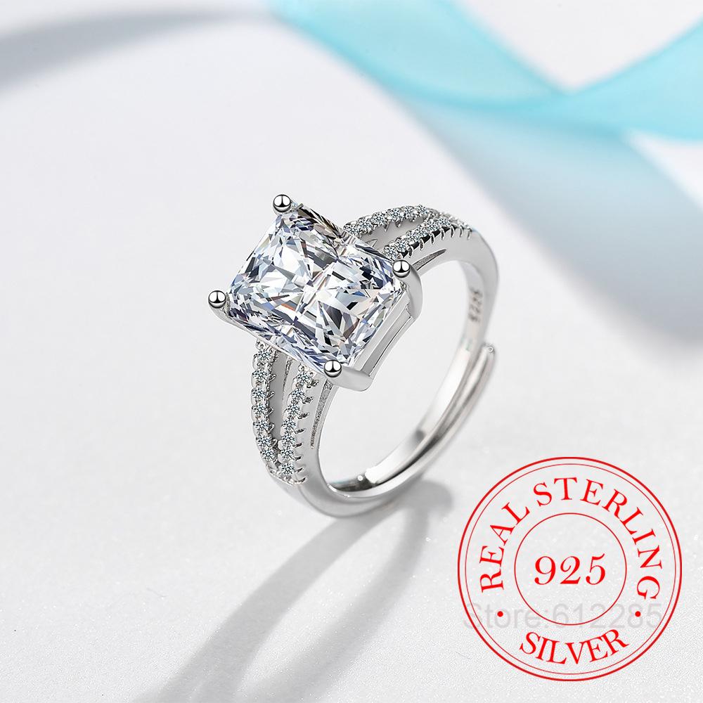 

925 Sterling Silver Classic Wedding Ring AAA+ Cubic Zirconia Rings for Women Bridesmaid Jewelry Gifts Charms Princess Bijoux/jkf resizable