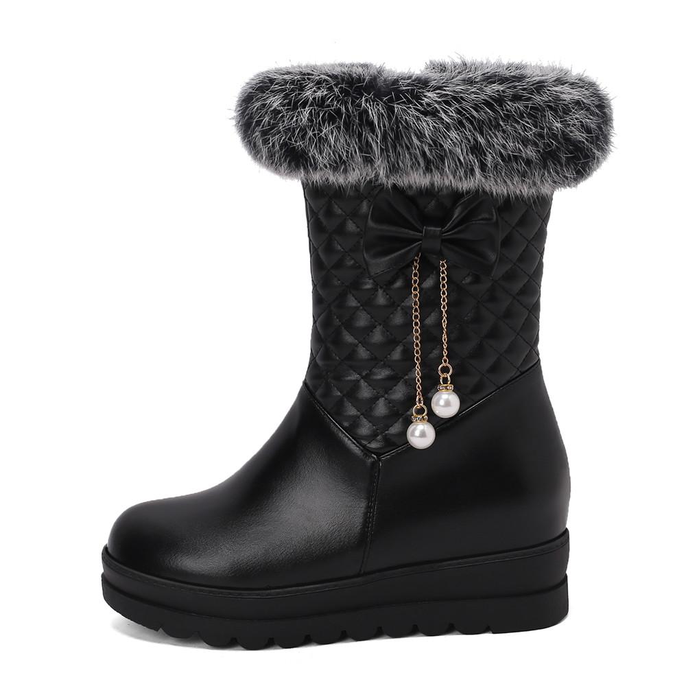 Fashion Fashion Women Snow Boots 2025 New Faux Fur Winter Boots Height Lncreasing Platform Thick Plush Warm Zip Winter Shoes White Pink