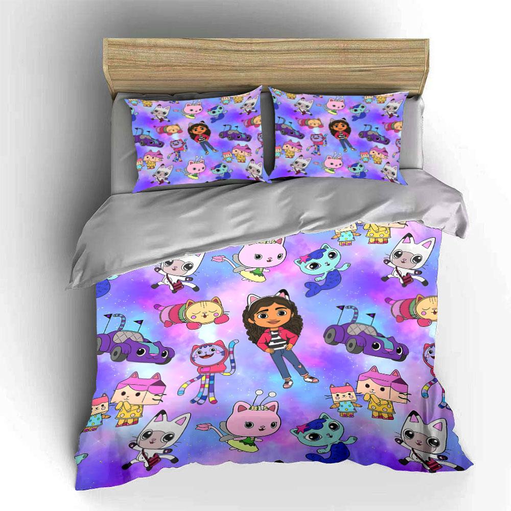 "Cartoon Cats & Girl Bedding Set" Bedding Duvet Cover Set Duvet Cover Pillowcases (1 * Duvet Cover 2 * Pillowcases, Without Duvet Insert)