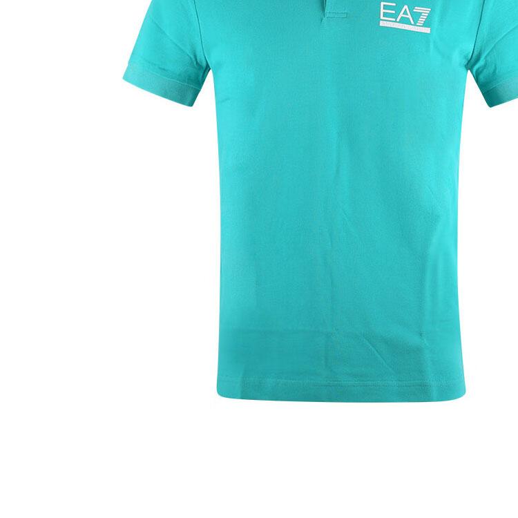 Emporio Armani EA7 Maglietta Polo da Uomo a Maniche Corte con Bottoni e Stampa Logo a Lettere Verde 3DPF25-PJ04Z-1815