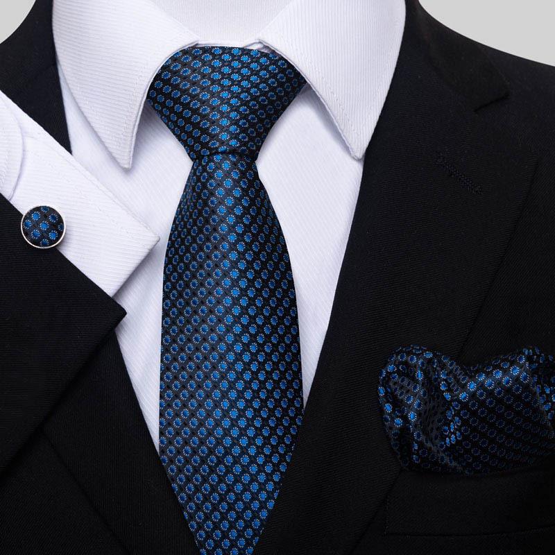 Men's Business Formal Tie Set: Includes Tie, Pocket Square & Cufflinks for Evening Parties. Fashionable & Popular.