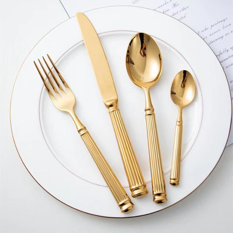 Europe Silver Luxury Fashion Cutlery Set 18/10 Stainless Steel Creativity Gift Roman Column Flatware 304