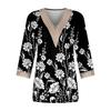 Women's Shirt Blouse Casual Loose Shirts 3/4 Sleeve Lace Trims Print V Neck Tops Print Tops T-shirts Tee