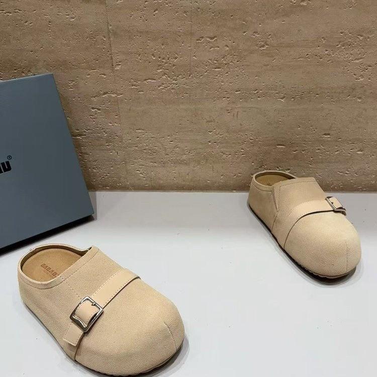 Retro lazy slippers women's outer wear 2025 bag head half slippers soft bottom foreign trade large size one pedal Boken slippers