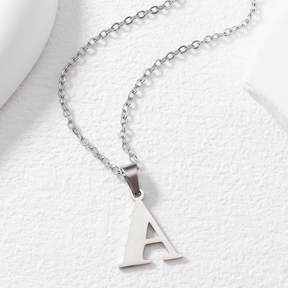 Polished Stainless Steel Alphabet Necklace - Women's Daily Wear Clavicle Chain
