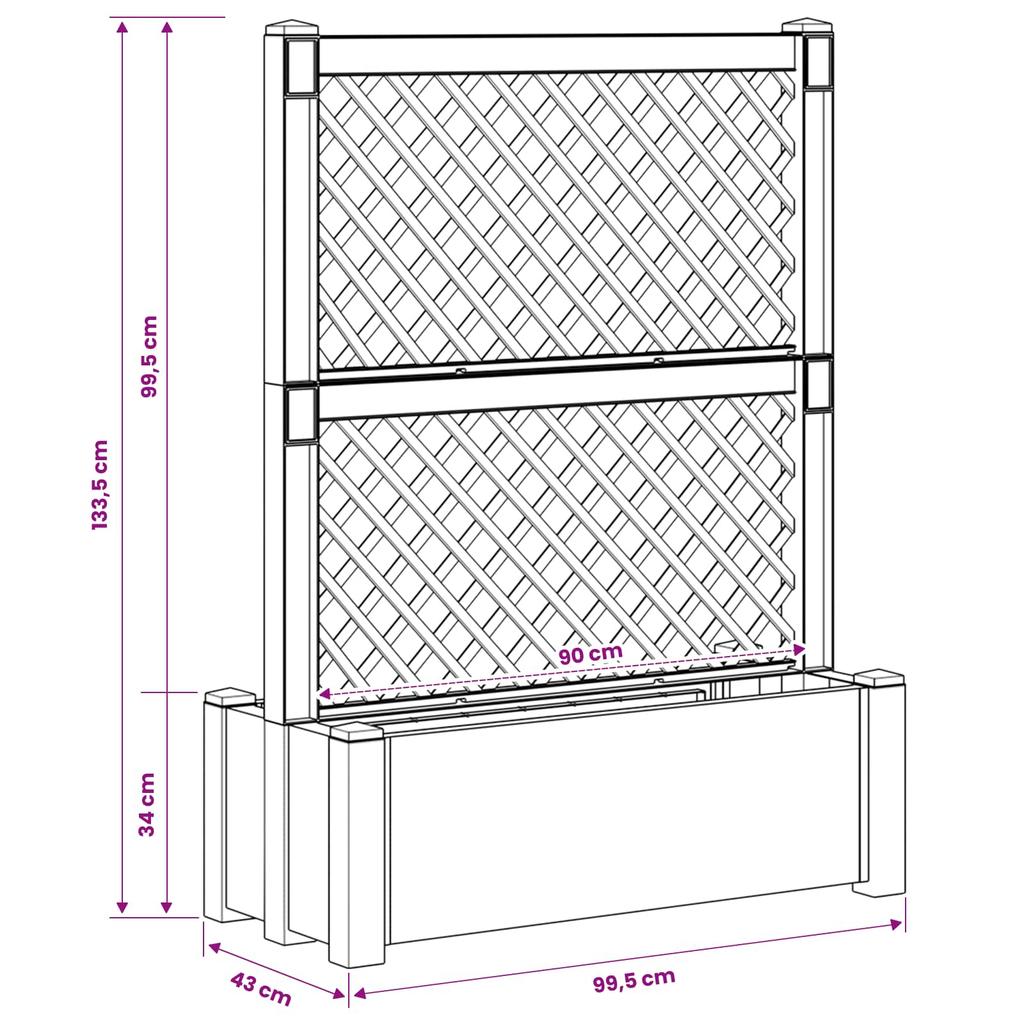 Large Planter with Trellis White 99.5 X 43 X 133.5 Cm PP