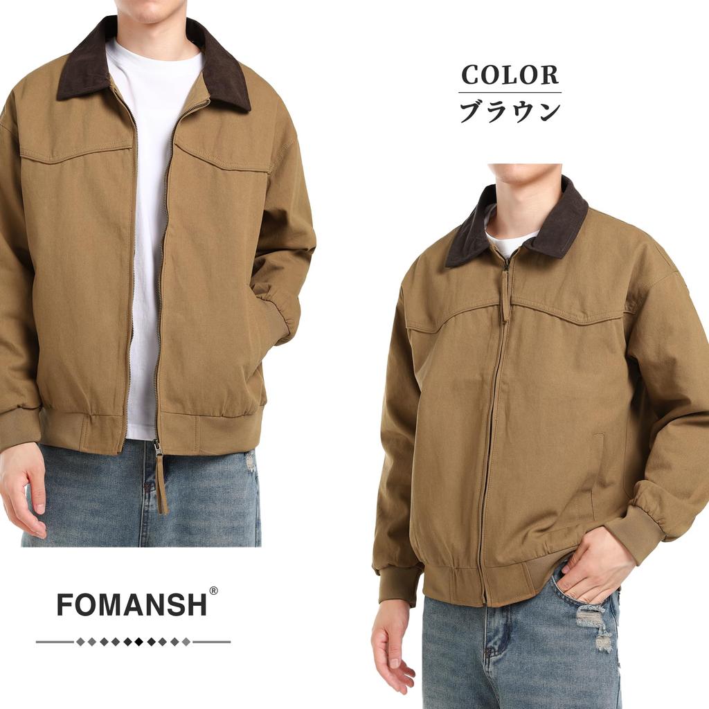 FOMANSH Stand Collar Solid Loose with Side Pockets Men's Jacket, Cotton, Fit,