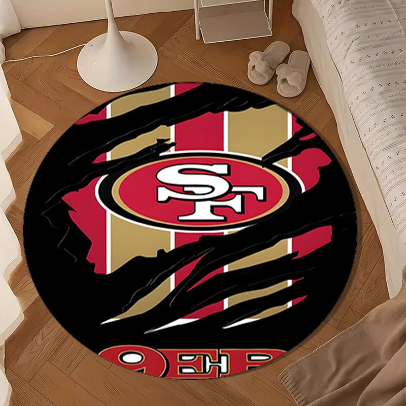Treues 49ers Football Runder Teppich, Rutschfester Kreis Teppich Stuhlmatte Für Wohnzimmer, Schlafzimmer, Fußmatte Heimdeko Geschenk Weihnachtsgeschenke