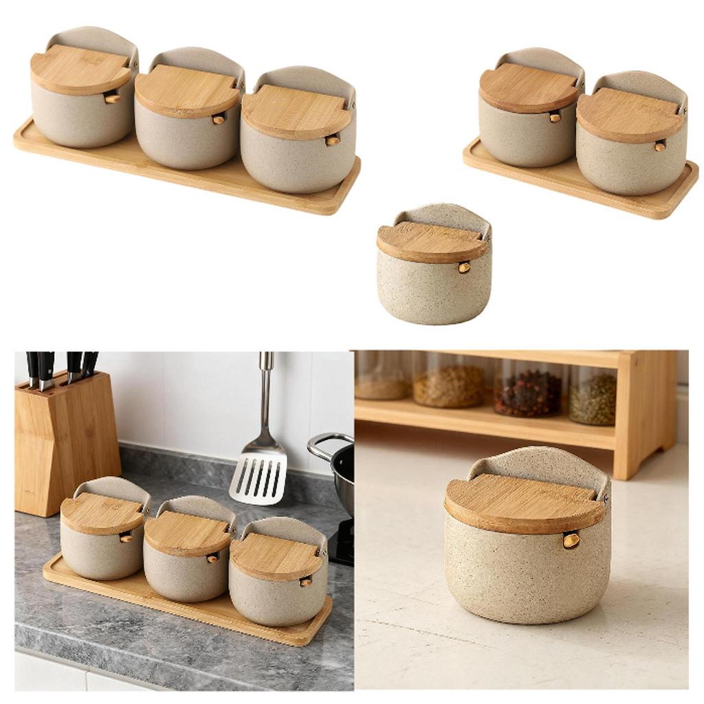 Condiment Jar Condiment Pot with Flip Lid Spoon Modern Ceramics Storage Jars Ceramic Sugar Bowl for Tea Countertop Restaurant