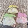Printing Drawstring Bag Plaid Storage Bag New Bundle Pocket  Women Students